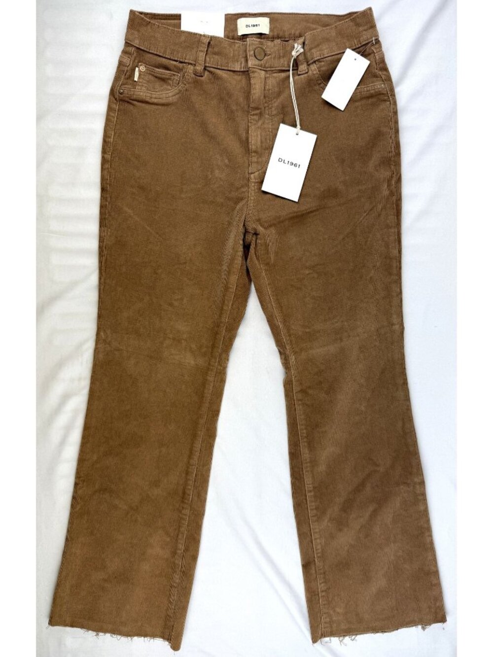 NWT DL1961 Bridget Corduroy Boot High Rise cropped Instasculpt Size 28 Teddy Tau - Picture 2 of 15